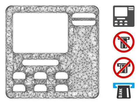 ATM Device Web Vector Mesh Illustration Stock Illustration