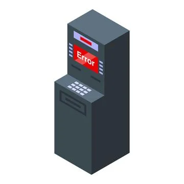 Atm is displaying an error message on the screen Stock Illustration