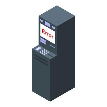 Atm error message displaying on screen isometric view Stock Illustration