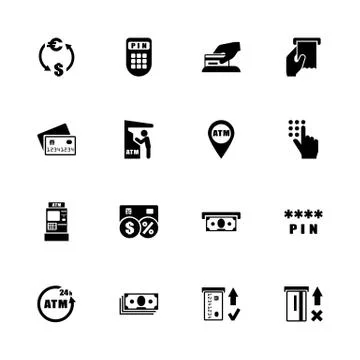 Atm - Flat Vector Icons Stock Illustration