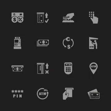 Atm - Flat Vector Icons Stock Illustration