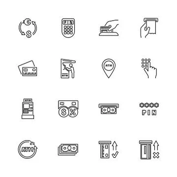 Atm - Flat Vector Icons Stock Illustration