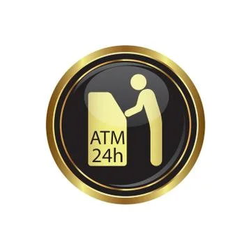 Atm icon button gold2 Stock Illustration