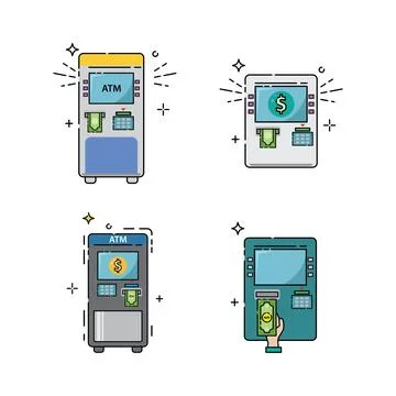 ATM icon flat design Stock Illustration