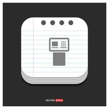 ATM Icon Gray icon on Notepad Style template Vector EPS 10 Free Icon Illustrazione stock
