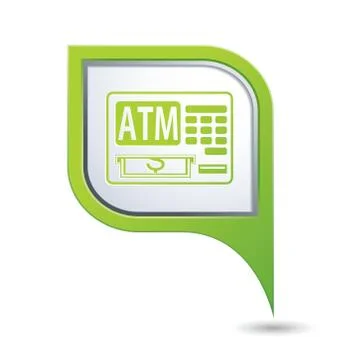 Atm icon on green map pointer Illustrazione stock