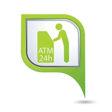 Atm icon on green map pointer2 Stock Illustration