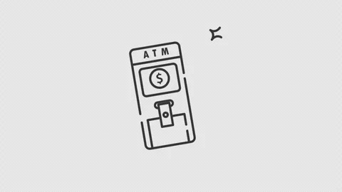 ATM icon illustration animation motion graphic design cash isolated alpha c.. Stock Footage 286179863