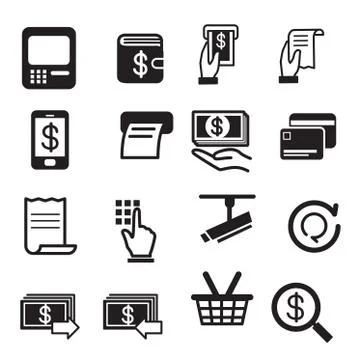Atm icon set Stock Illustration