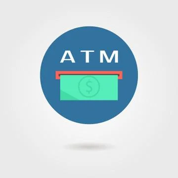 Atm icon with shadow Stock Illustration