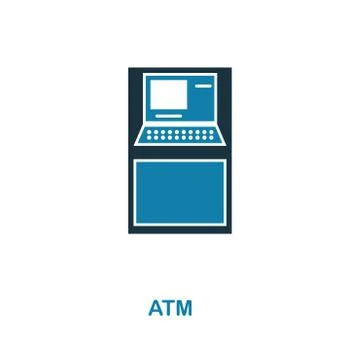 Atm icon. Simple element illustration. Atm pixel perfect icon design from money Stock Illustration