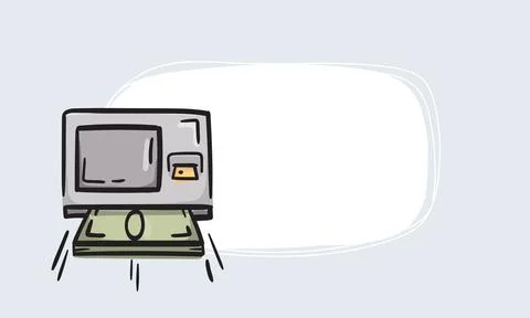 ATM icon. Simple vector background for sticker Stock Illustration