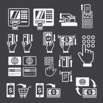 ATM icons. Vector illustration. Stock Illustration