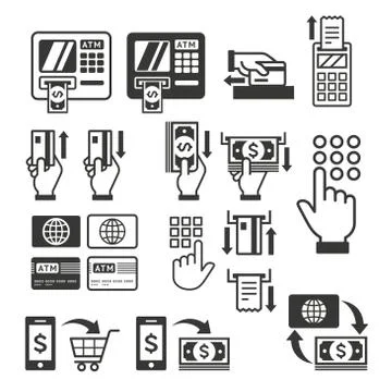 ATM icons. Vector illustration. Stock Illustration