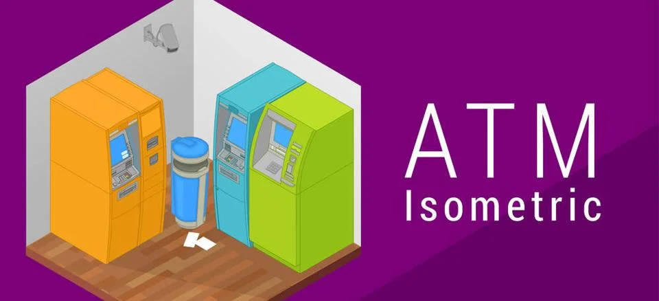 ATM isometric flat vector 3d ATM isometric flat vector 3d illustration. In... Stock Photos