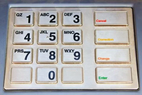 ATM keyboard close up Foto stock