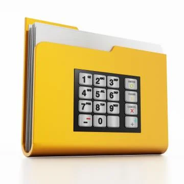 ATM keypad on folder icon with documents Illustrazione stock