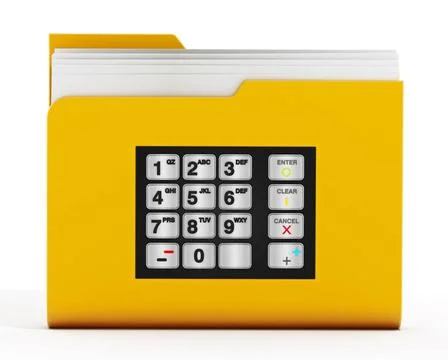 ATM keypad on folder icon with documents ATM keypad on folder icon with do... Stock Photos