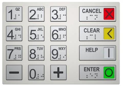 Atm keypad isolated on white Illustrazione stock