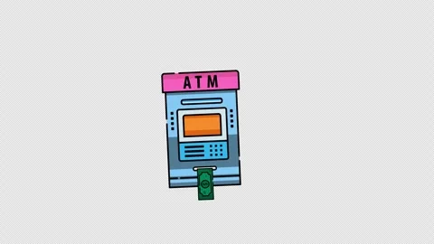 ATM Machine Animation Icon 4K Alpha channel Stock Footage 285223822