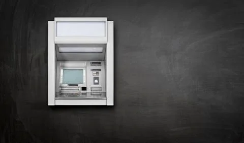 Atm Machine on black background Stock Photos