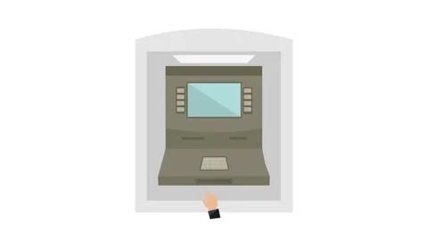 ATM Machine Cash Withdrawal Process 2d Animation Video Vídeo Stock 295036582