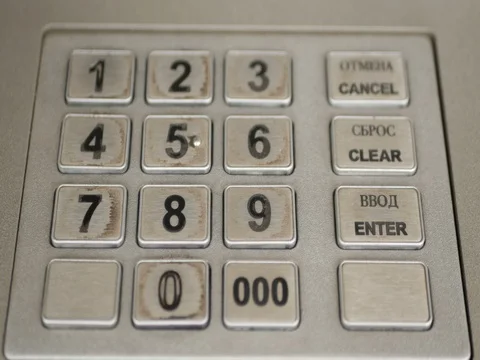 ATM machine closeup, keypad numbers Stock Footage 81560732