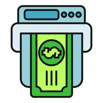 Atm machine dispensing dollar bill for cash withdrawal Stock Illustration