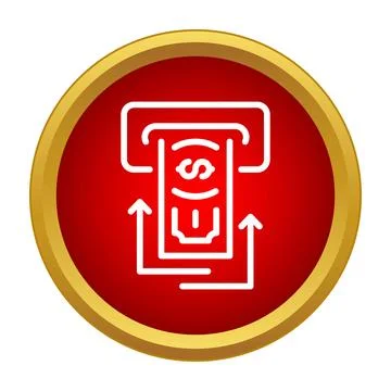 Atm machine dispensing or receiving dollar bill icon Stock Illustration