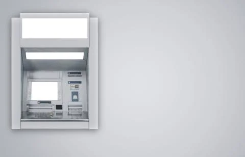 Atm Machine on gray background Stock Photos