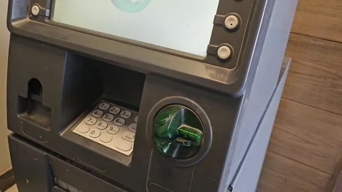 ATM machine hand taking cash bank withdrawal service 4k Stock Footage 265535785