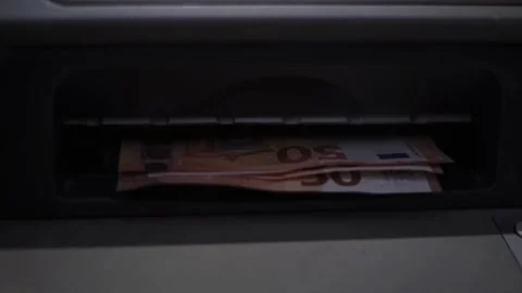 ATM machine hand taking cash money on bank withdrawal automatic service con.. Stock Footage 272756982