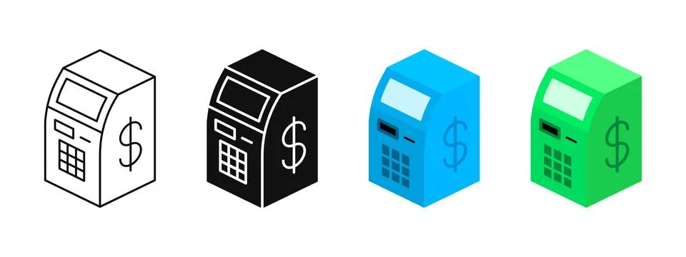 ATM machine icon. Cash machine vector illustration. Automated teller machin.. Stock Illustration
