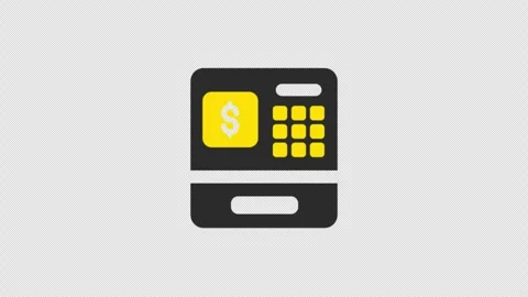 ATM Machine Icon Flat Design Animation Stock Footage 311608815
