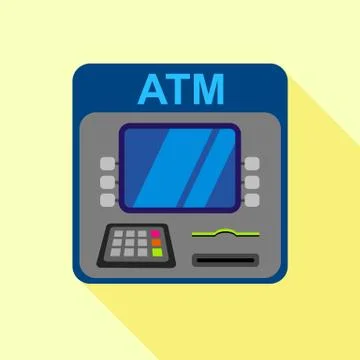ATM machine icon, flat style Illustrazione stock