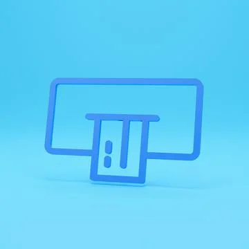Atm machine isolated on colour background. 3D render of ATM flat icon Stock Illustration
