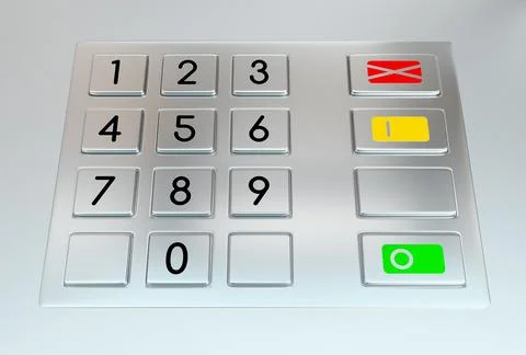 Atm machine keypad with numbers 3D illustration Stock Illustration
