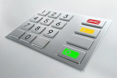 Atm machine keypad with numbers 3D illustration Stock Illustration