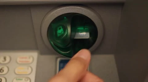 Atm machine light hand inserting credit credit card 2 Stock Footage 47176405