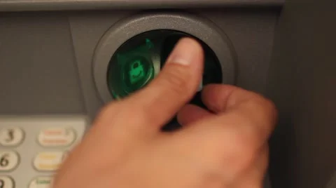Atm machine light hand taking credit card Stock-Footage 47176351
