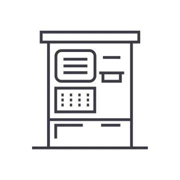 Atm machine linear icon, sign, symbol, vector on isolated background Stock Illustration