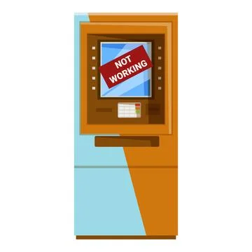 Atm machine not working showing error message on screen Stock Illustration