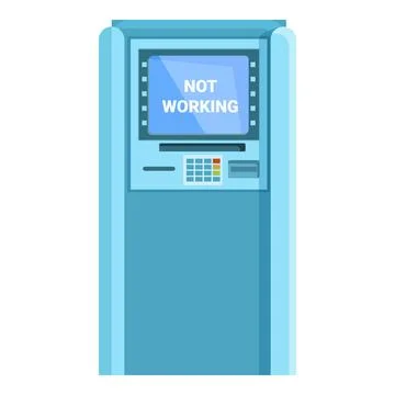 Atm machine not working showing error message on screen Stock Illustration