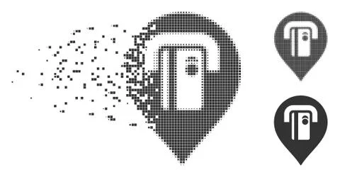 ATM Machine Pointer Dispersed Pixel Halftone Icon 스톡 일러스트