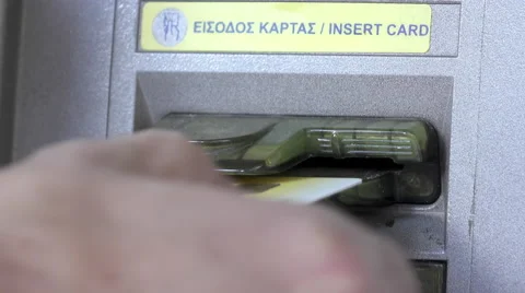 Atm machine removing ejecting card from machine slot Stock Footage 57659466
