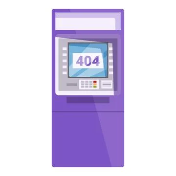 Atm machine showing 404 error code on screen Stock Illustration