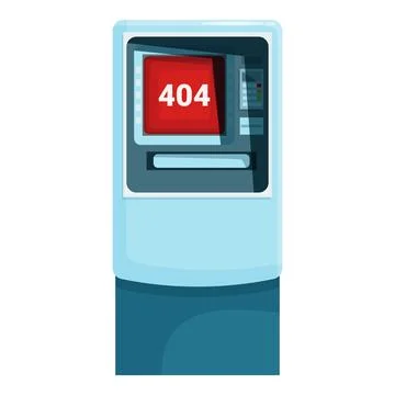 Atm machine showing 404 error message on screen Illustrazione stock