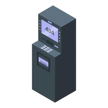 Atm machine showing 404 error message on screen Stock Illustration