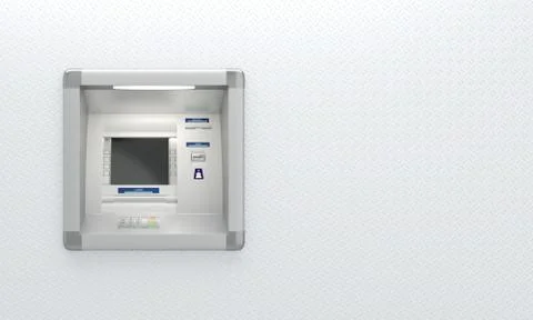 Atm machine on wall Illustrazione stock