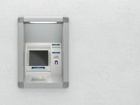 Atm machine on wall Illustrazione stock